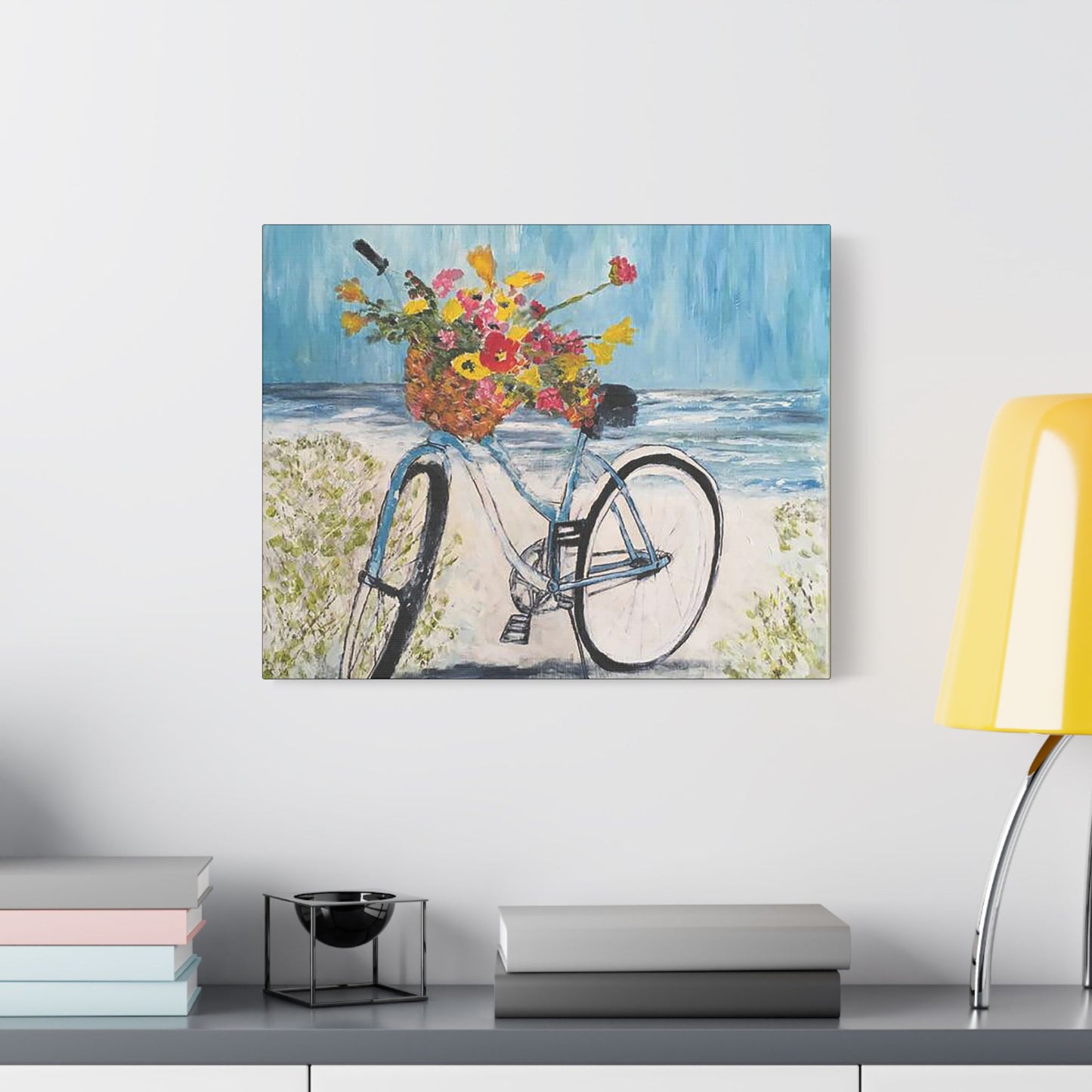 Biking on the Beach- Art- Gallery Wrapped- Satin Stretched Canvas Gallery Wraps - No Frame Needed