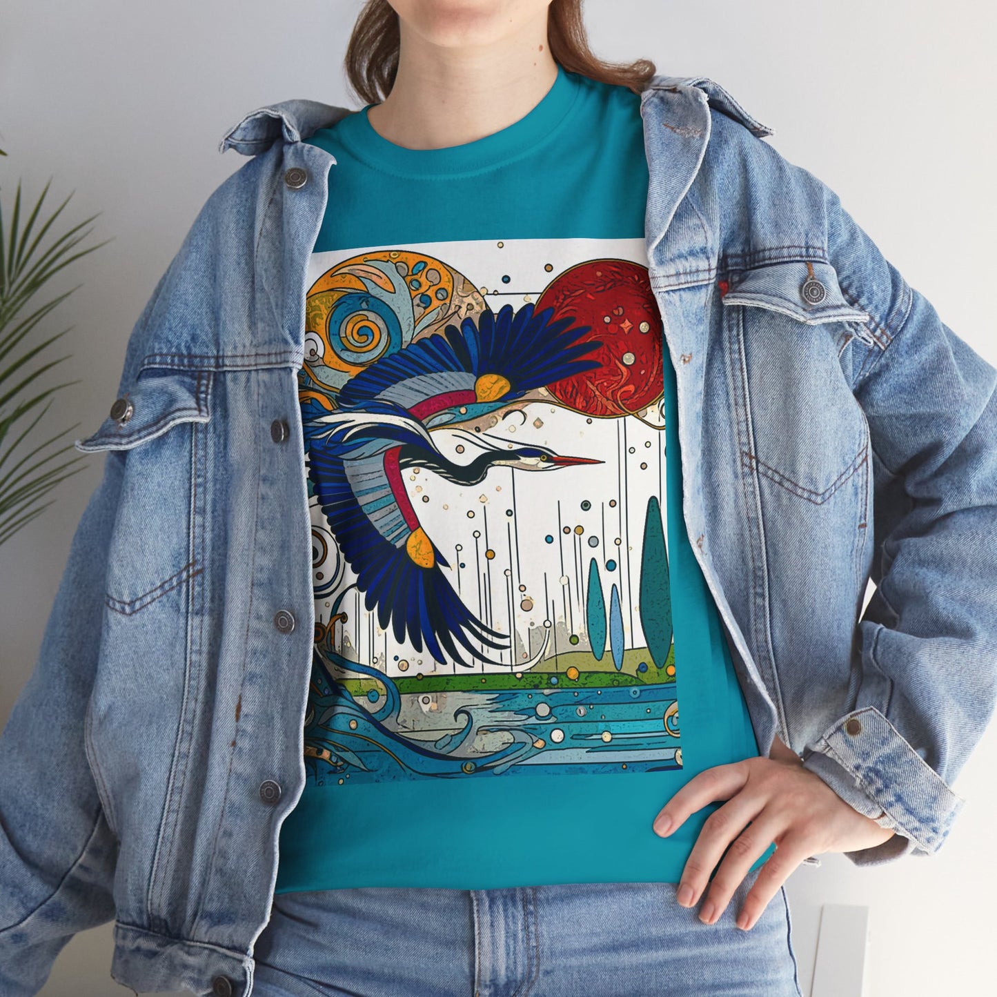 Blue Heron - Amazing Unisex Heavy Cotton Short Sleeve Tee Shirts!