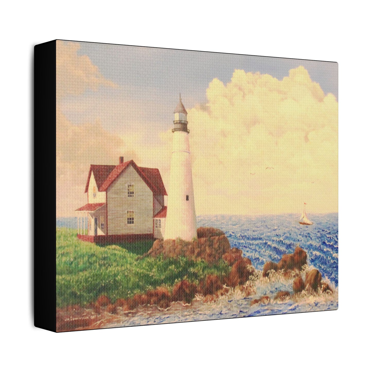 The Lighthouse- Art- Gallery Wrapped- Satin Stretched Canvas Gallery Wraps - No Frame Needed