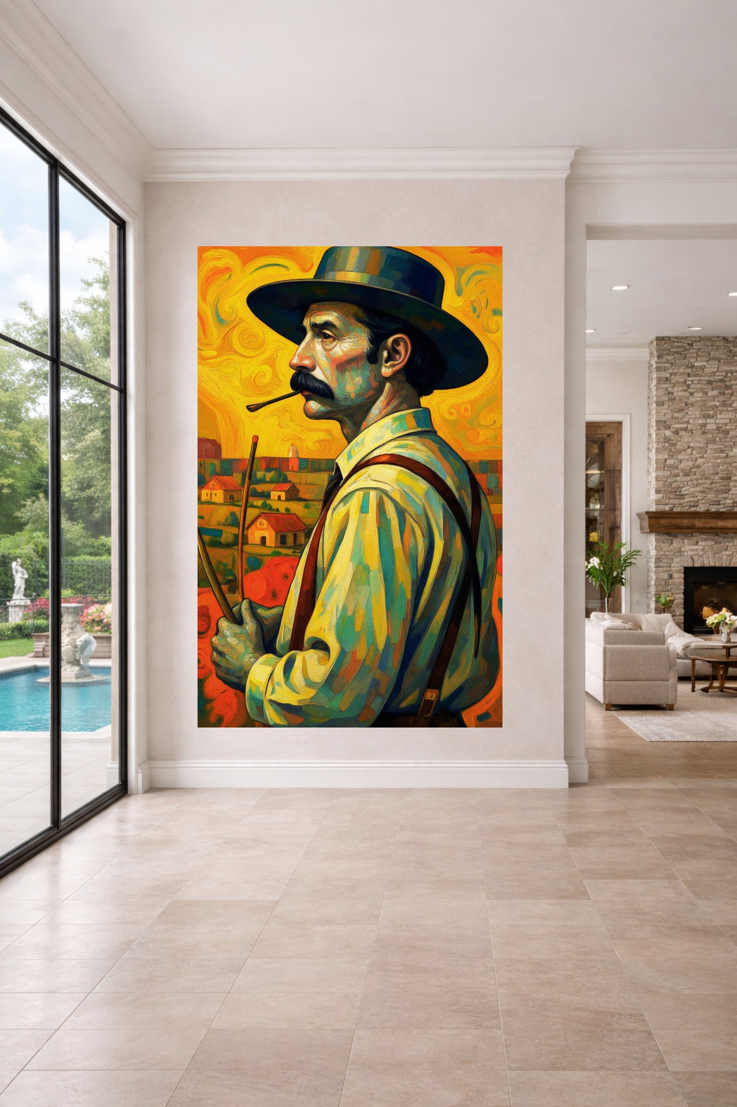 Farmer Man| Vintage Style Farm Art | Abstract Harvest| Giclee Paper- Wood- Metal- Canvas