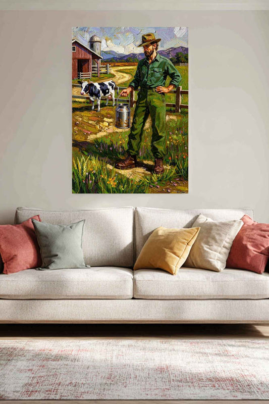 Dairy Farmer| Farm Cow Art| Giclee Paper- Wood- Metal- Canvas