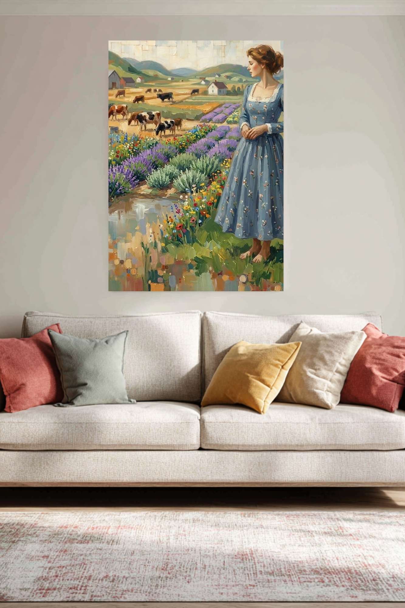 Farm Wildflowers and Pastures | Vintage Farm Landscape Art | Giclée Paper • Wood • Metal • Canvas