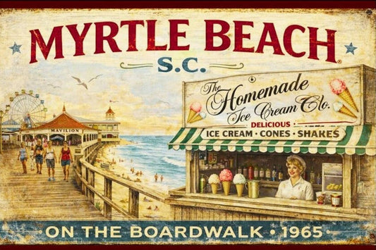 Myrtle Beach SC Vintage Sign | Prints, Canvas, Wood, or Metal Art