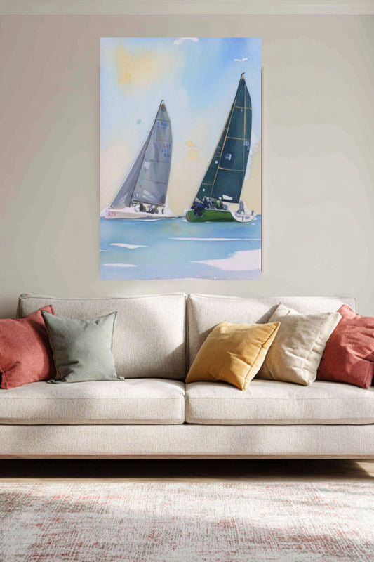 Summer Days Sailing Boats | Water Sports Art| Giclee Paper- Wood- Metal- Canvas