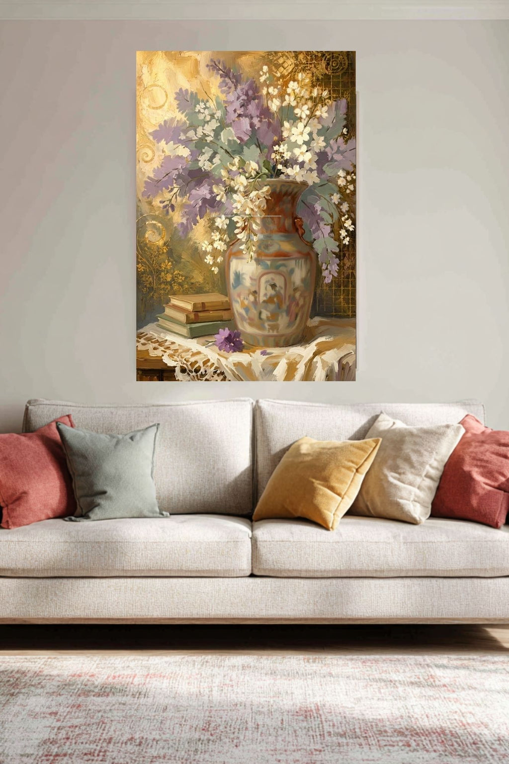 Heirloom Garden Blooms | Elegant Floral Print| Still Life with Oriental Vase | Cottage Garden Wall Art | Giclée Paper • Canvas • Wood • Metal