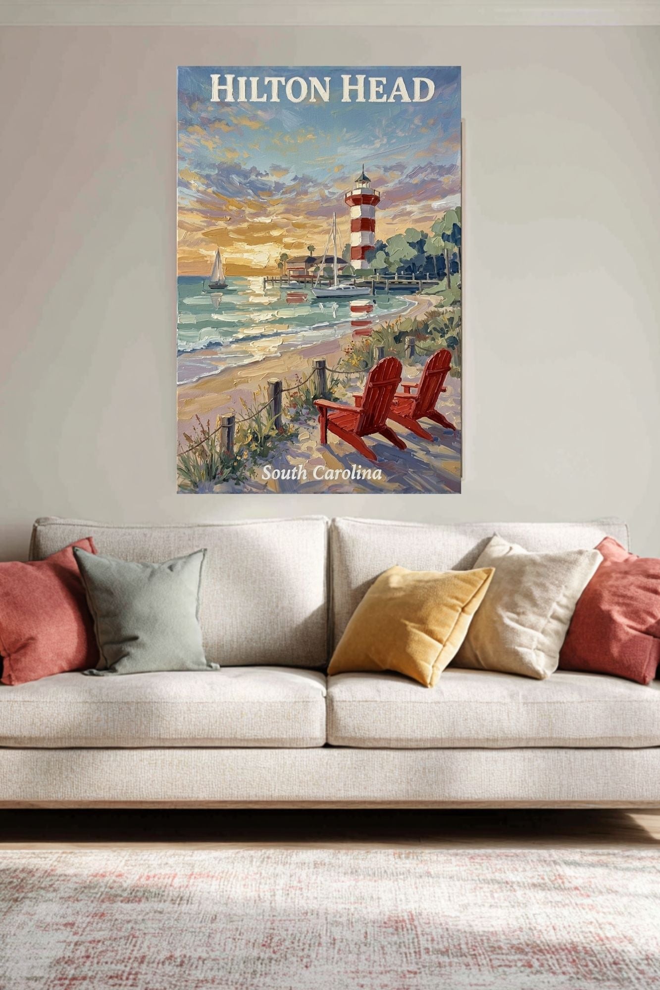 Hilton Head Sunset at Harbour Town Lighthouse | Ocean Print| Beach Art| Travel Poster| Giclee Paper- Wood- Metal- Canvas