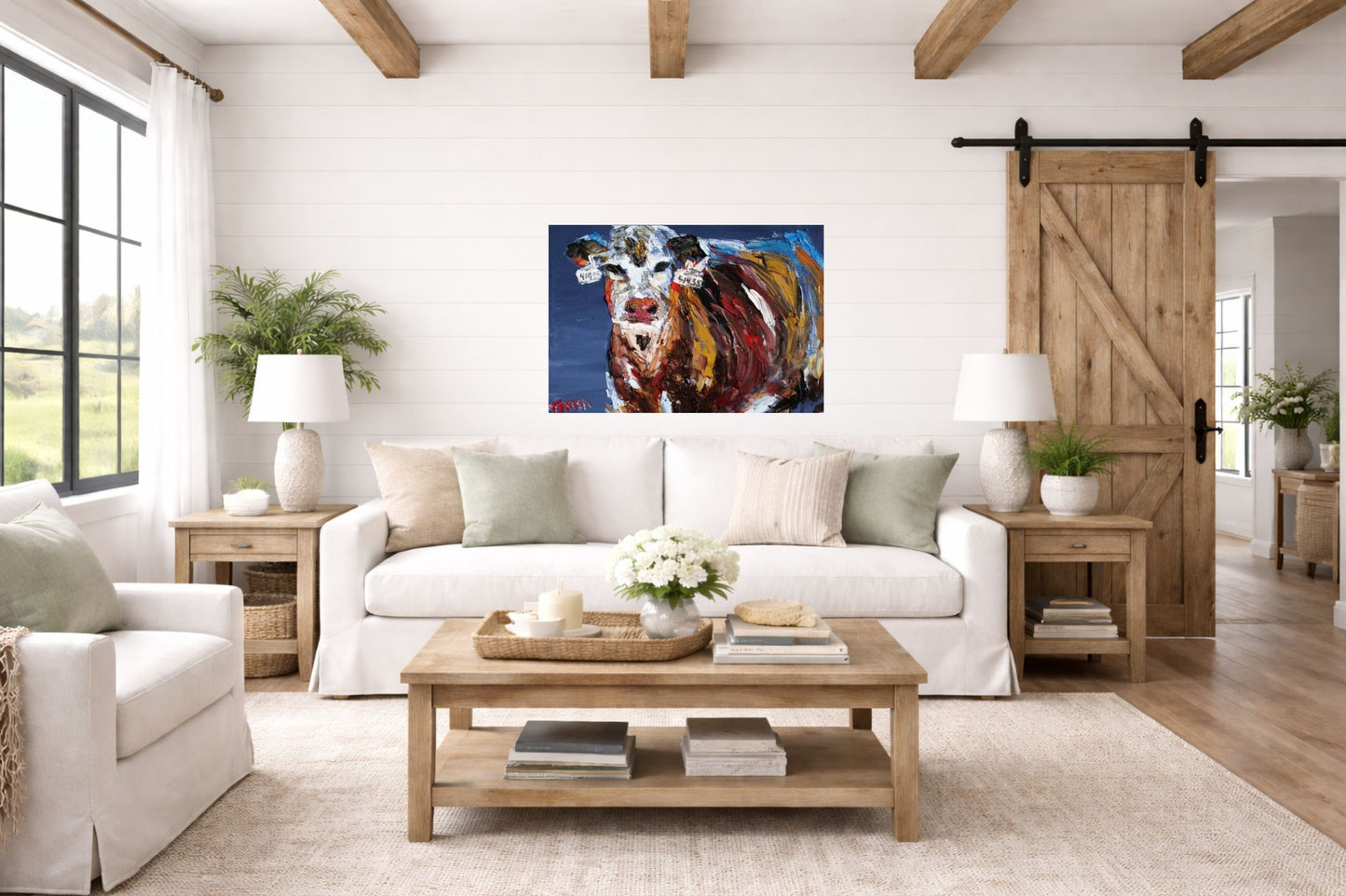 Pose for Me | Original Teresa Johnson Cow Art | Abstract Animal | Giclee Paper- Wood- Metal- Canvas
