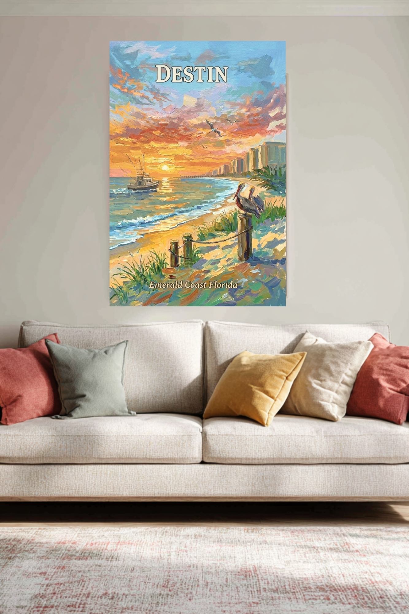 Emerald Coast Sunset In Destin| Travel Poster Art| Giclee Paper- Wood- Metal- Canvas