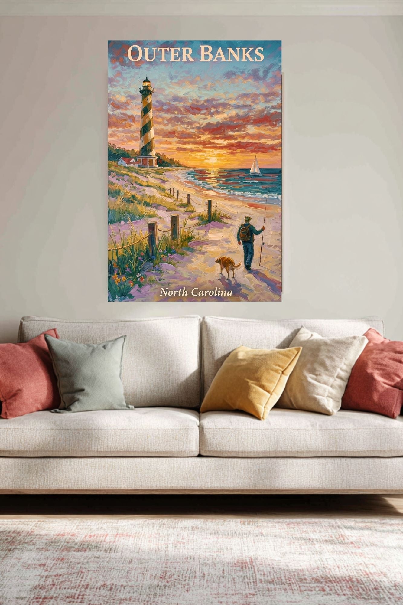 Outer Banks Lighthouse| North Carolina Ocean Print| Beach Art| Travel Poster| Giclee Paper- Wood- Metal- Canvas