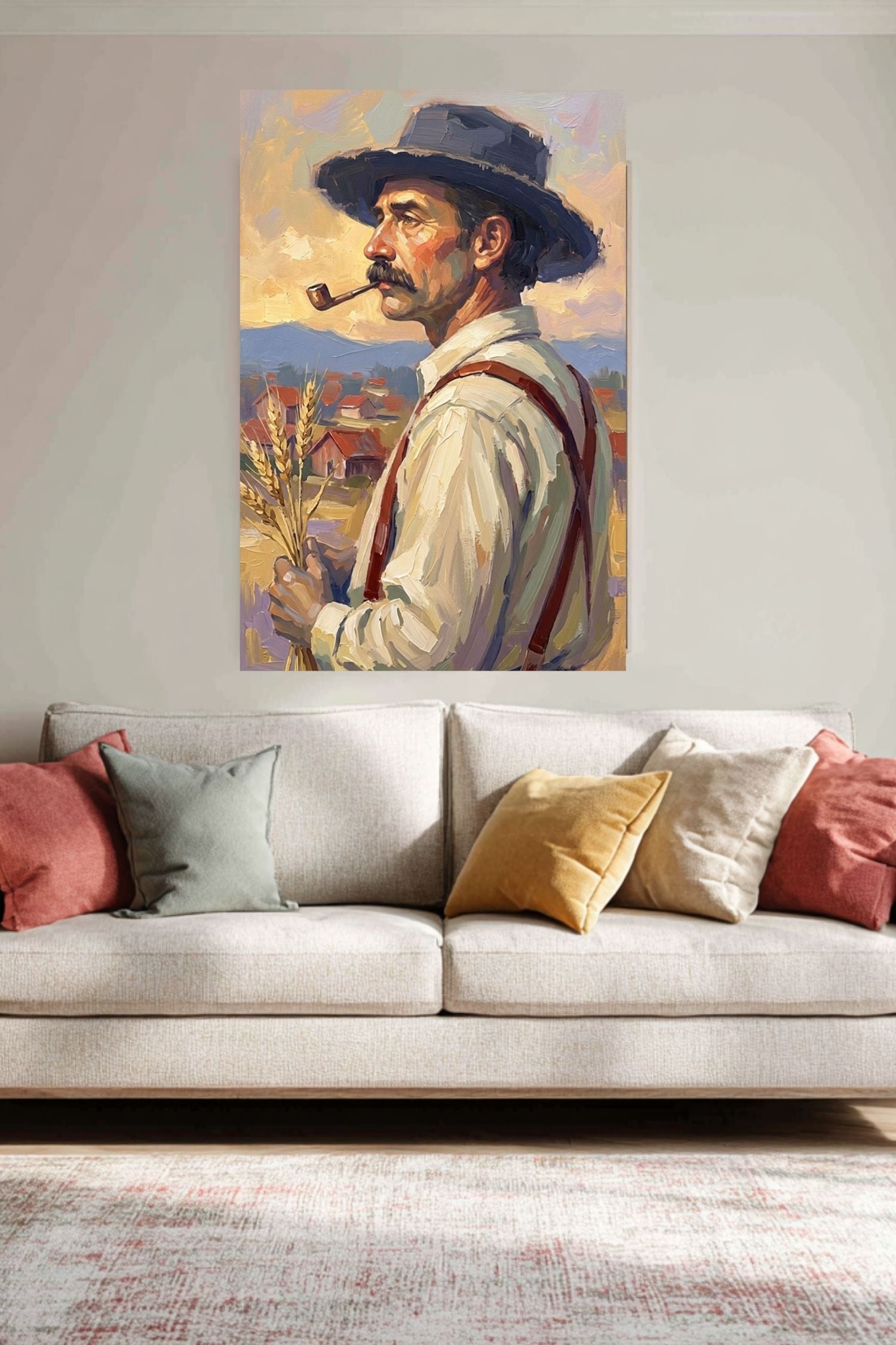 Farmer Man | Vintage Farm Print |Teresa Johnson Rural Wall Art | Harvest Impressionist Print | Giclée Paper • Wood • Metal • Canvas