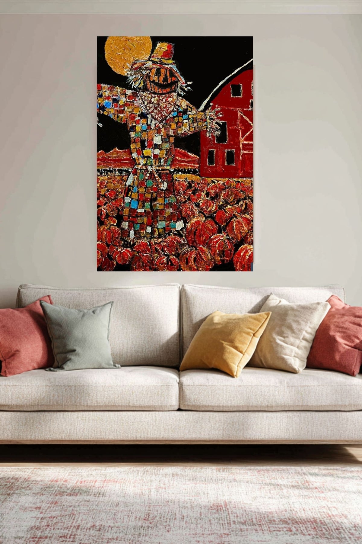 Scary Scarecrow- Farm| Autumn Art| Halloween Pumpkins| Giclee Paper- Wood- Metal- Canvas