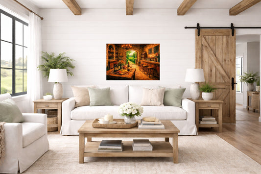 Rustic Wine Tasting Room | Wine Country Art | Giclée Paper • Canvas • Birch Wood • Metal Panels