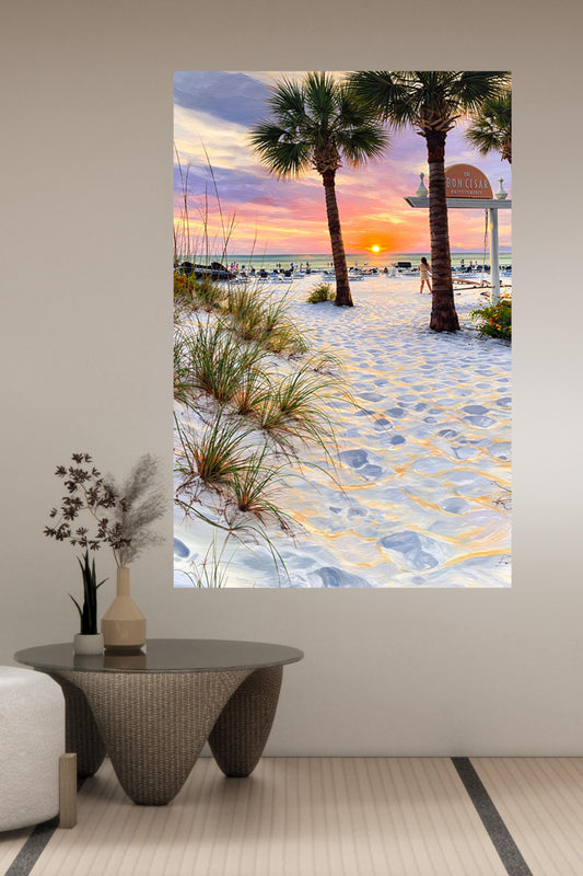 Peaceful Shores | Coastal Beach| Palm Tree Art| Giclee Paper- Wood- Metal- Canvas