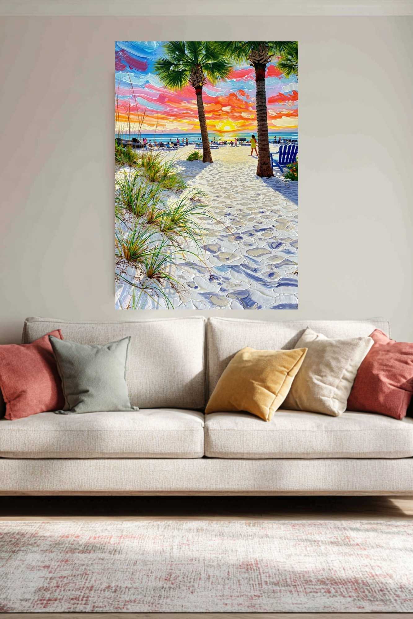 Peaceful Shores | Coastal Beach| Palm Tree Art| Giclee Paper- Wood- Metal- Canvas