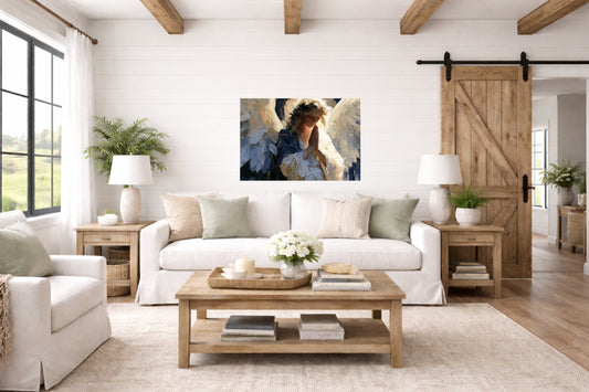 The Prayer Of An Angel | Praying Angel Art | Christian Wall Decor | Inspirational Faith Art