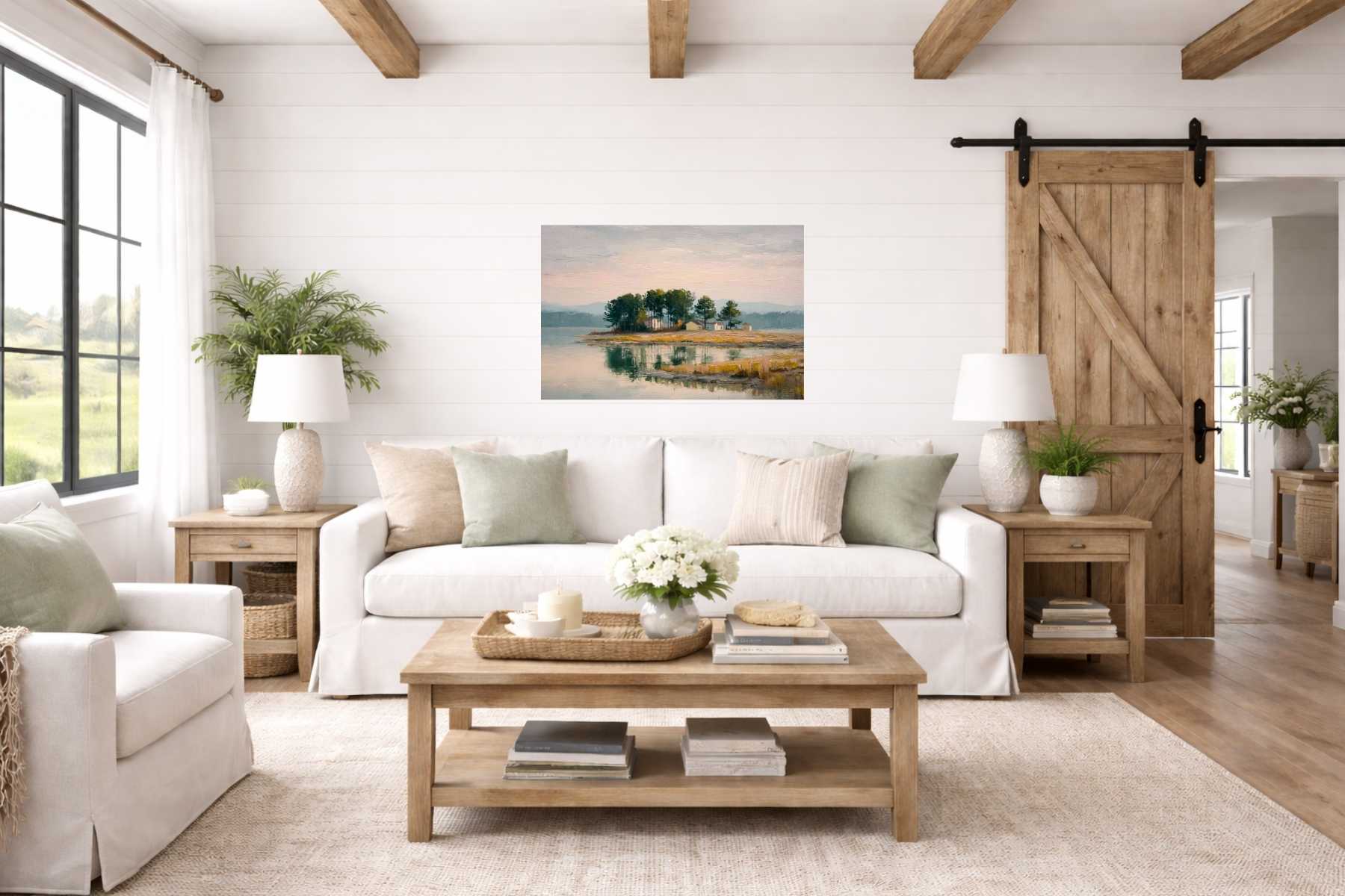 Coastal Point | Coastal Print| Landscape Art Print | Serene Island art| Impressionist Seascape | Beach House Wall Art | Lake & Coastal Decor