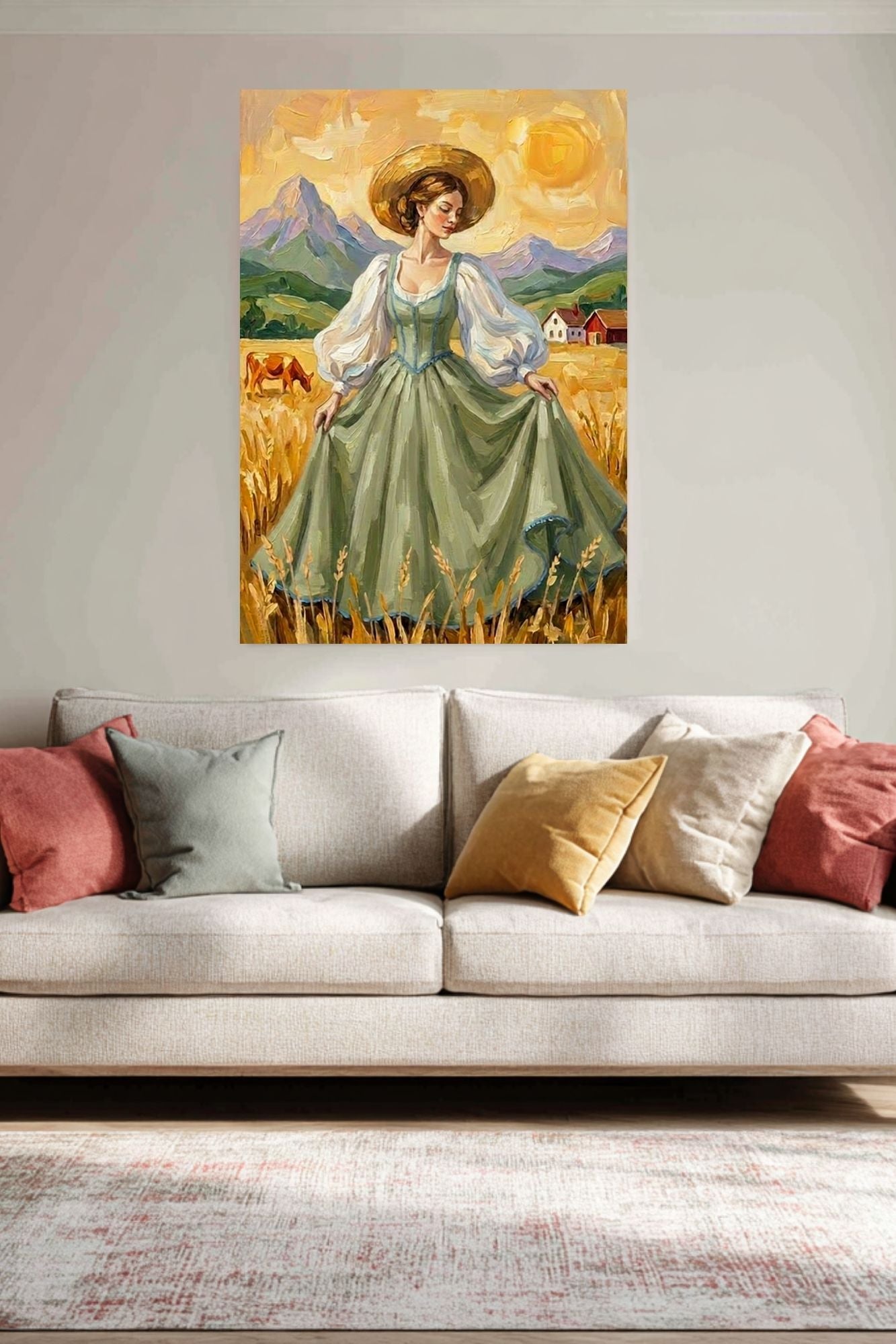 Dancing In the Garden| Vintage Style Print| Farm Village Art| Giclee Paper- Wood- Metal- Canvas