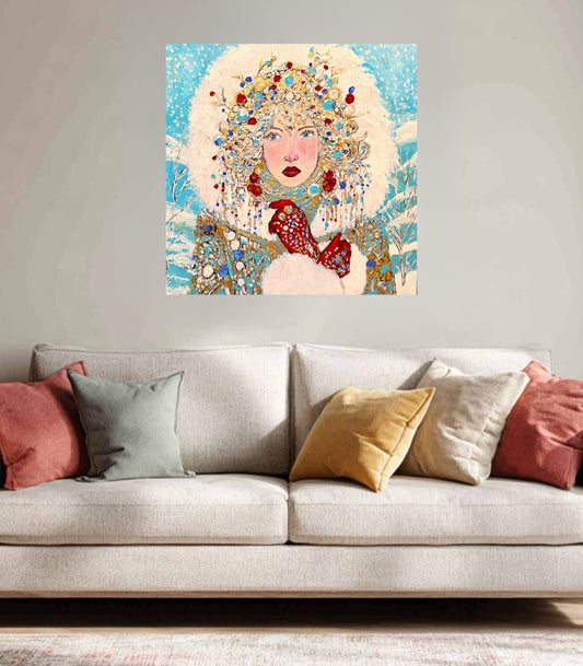 The Queen of Winter| Snow Beauty| Jewel Art| Giclee Paper- Wood- Metal- Canvas