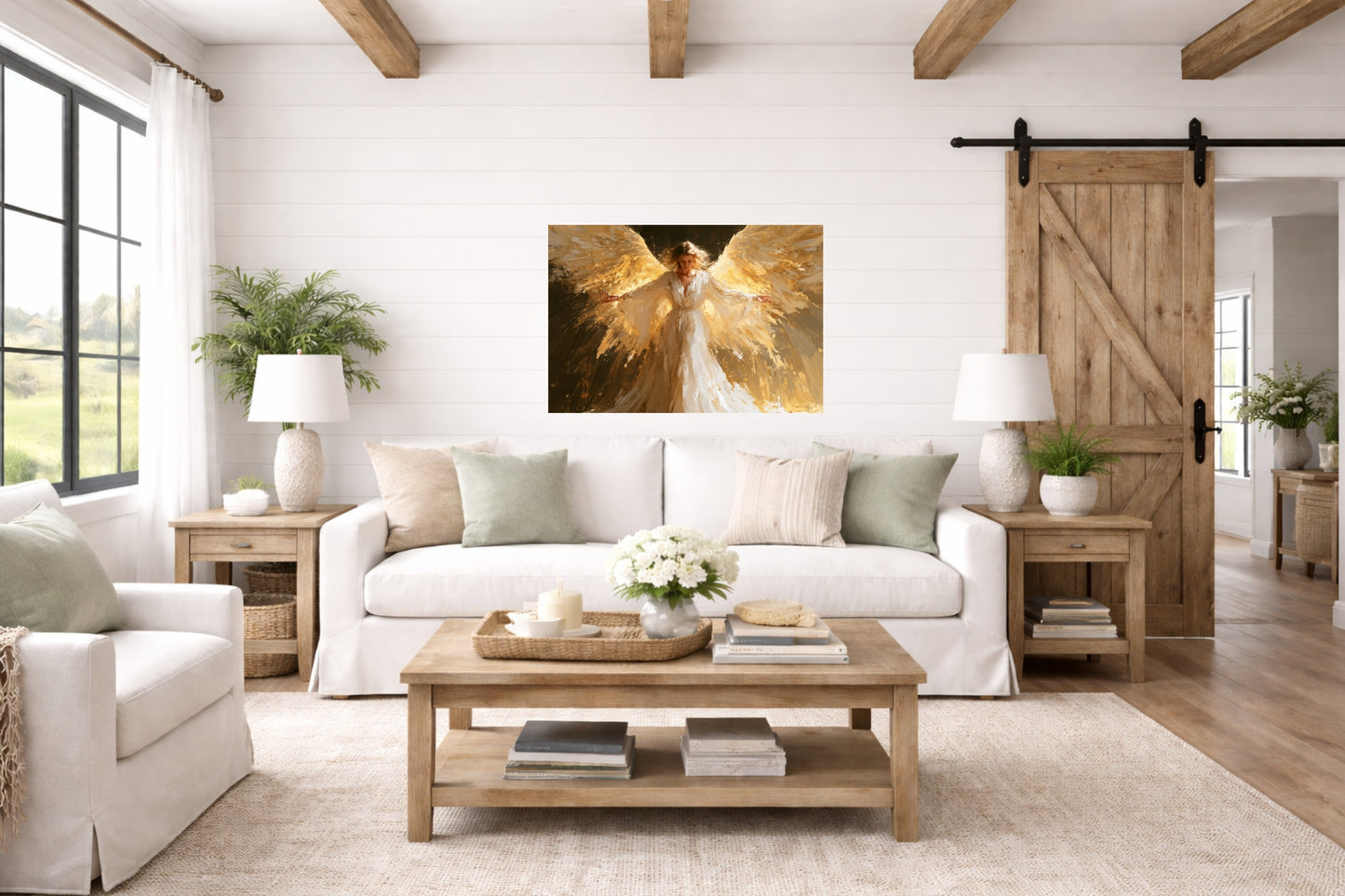 Wrapped In His Light | Angel Art | Christian Wall Decor | Heavenly Angel Print | Spiritual Art