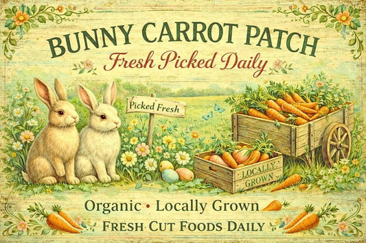 Bunny Carrot Patch Art| Giclee Paper,  Prints, Canvas, Wood, or Metal Art