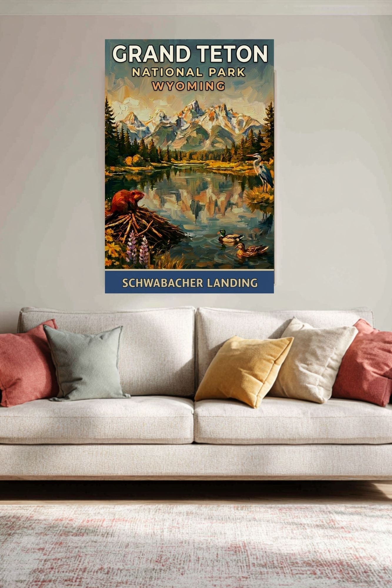 Schwabacher Landing| Grand Teton Mountain| Impressionist Print| Giclee Paper- Wood- Metal- Canvas