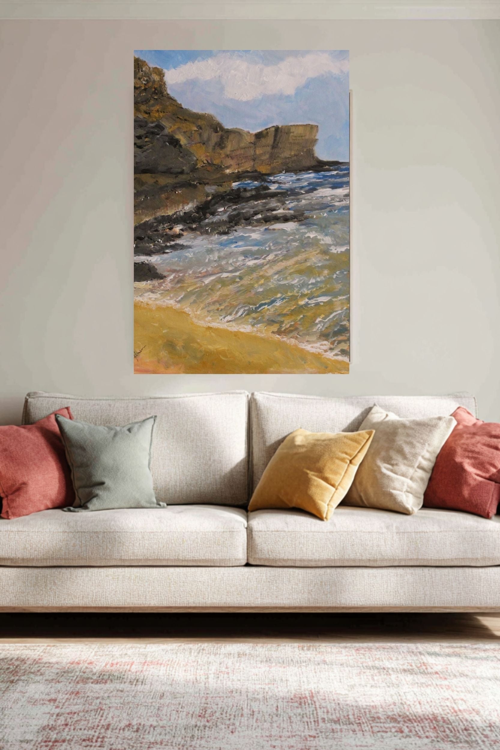 High Cliffs | Original Teresa Johnson Coastal Landscape | Ocean Cliff Wall Art | Seascape Giclée Print | Paper, Wood, Metal, Canvas