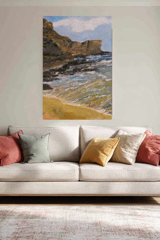 High Cliffs | Original Teresa Johnson Coastal Landscape | Ocean Cliff Wall Art | Seascape Giclée Print | Paper, Wood, Metal, Canvas