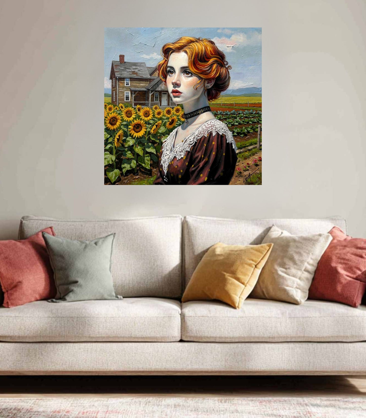 Vintage Farm Girl| Harvest Art| Giclee Paper- Wood- Metal- Canvas
