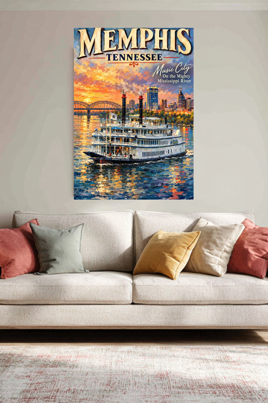Memphis River Boat | Music City on the Mighty Mississippi | Teresa Johnson Art | Giclée Paper • Wood • Metal • Canvas