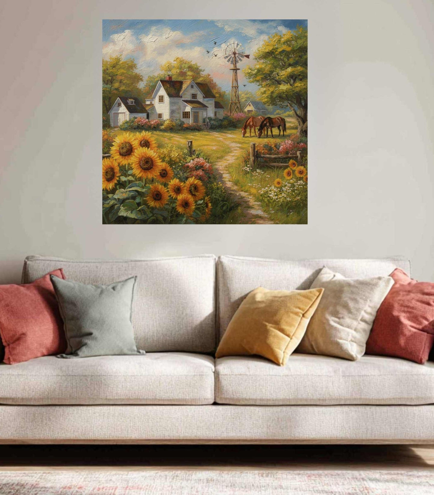 Sunflower Farm | Bee Art Prints| Farmhouse Garden Prints| Giclee Paper- Wood- Metal- Canvas