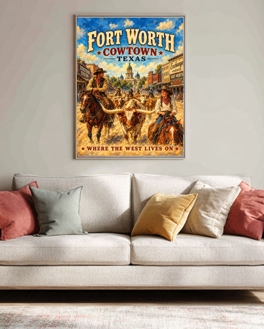 Where The West Lives On-Ft Worth Texas| Prints Canvas Wood Or Metal Art