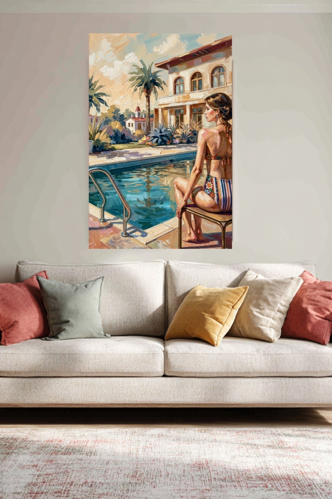 By the Pool, Bahamas | Tropical Resort Wall Art | Island Vacation Impressionist Painting | Giclée Paper • Canvas • Wood • Metal