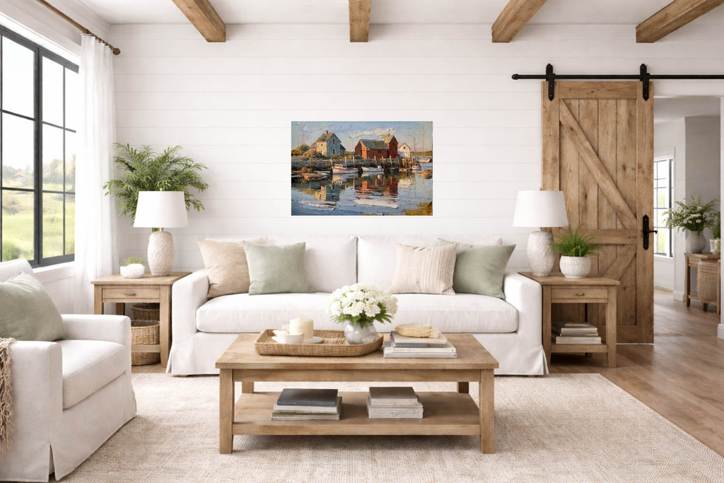 New England Boating| Coastal Homes and Ships Art| Giclee Paper- Wood- Metal- Canvas