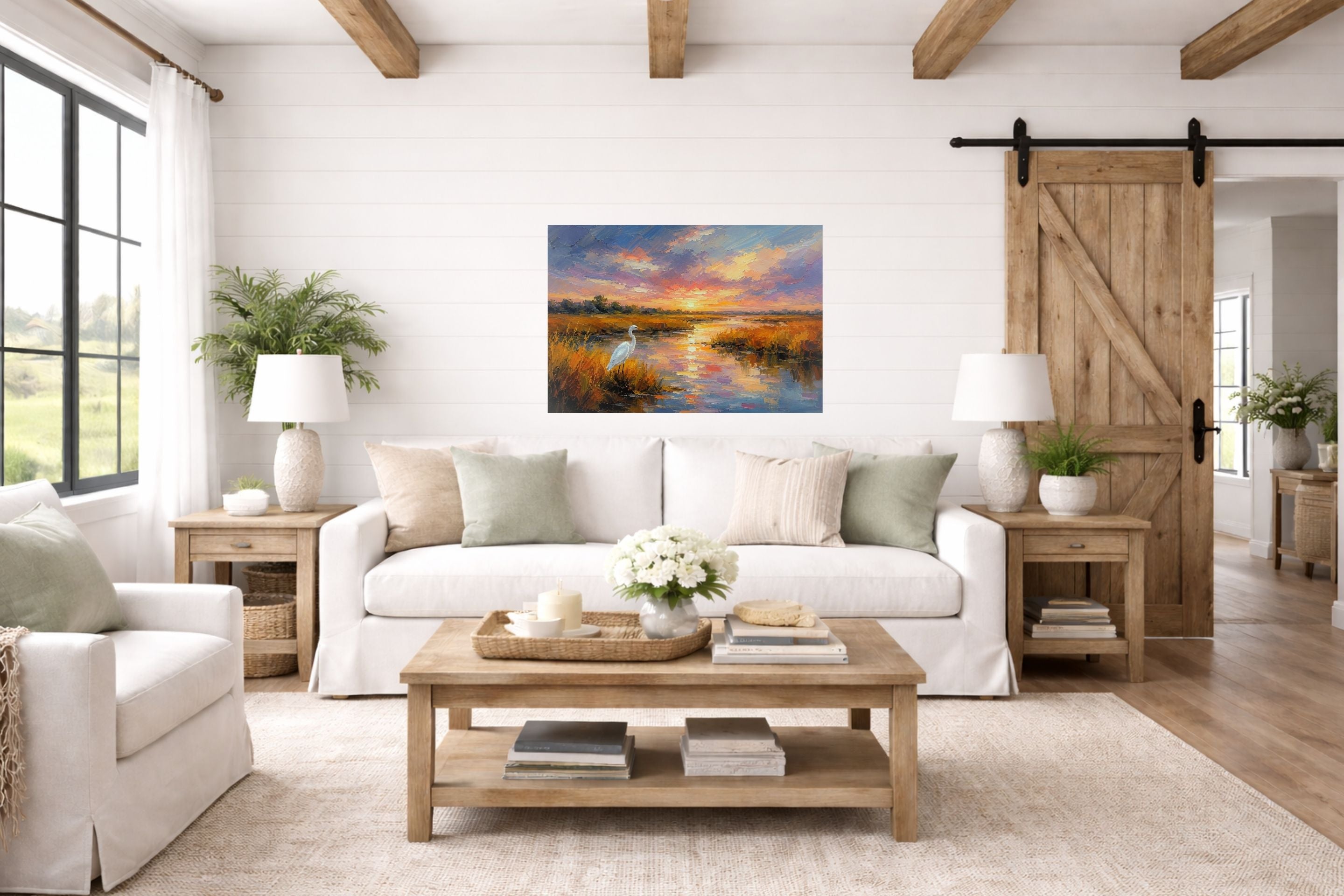 White Egret among the Reeds |Coastal Print| Shores Art | Florida River |Life in Tropical Area| Stream Art |Giclee Paper- Wood- Metal- Canvas