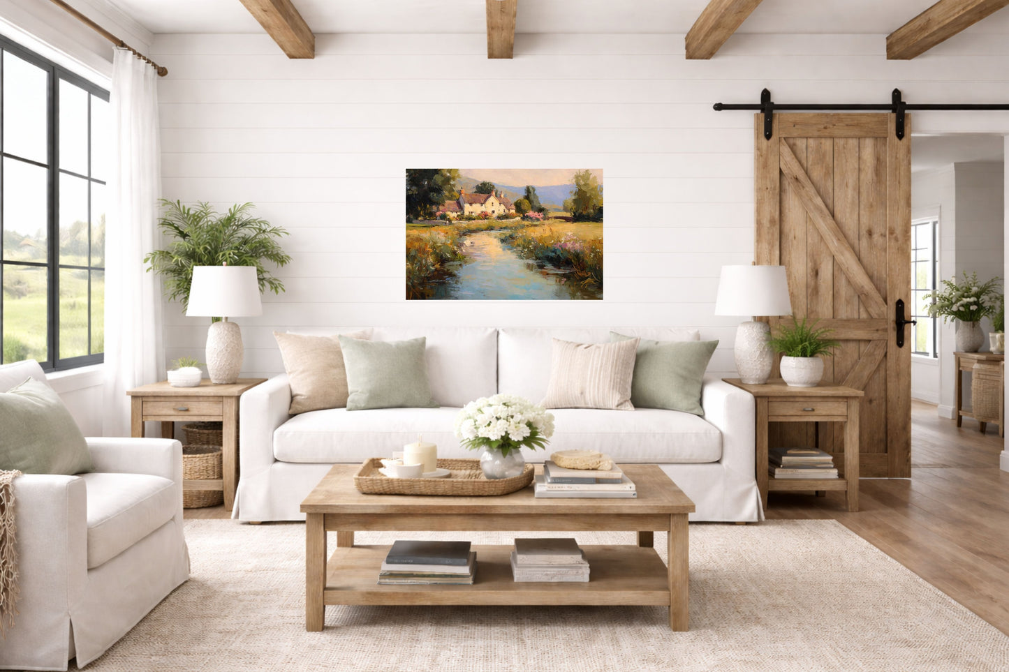 Whispering Brook Cottage | English Print| Cottage Landscape Print| Impressionist Country| Cottagecore Art| Giclee Paper- Wood- Metal- Canvas