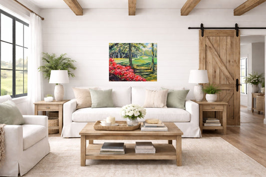 Azaleas Along the Fairway | Southern Golf Course Art | Giclée Paper • Wood • Metal • Canvas