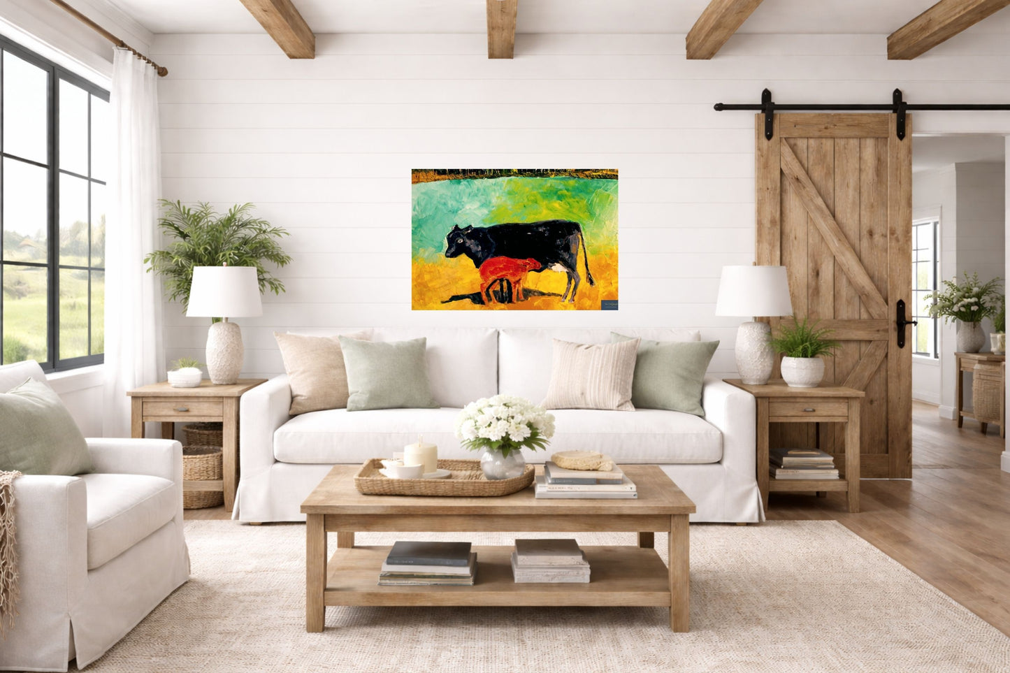 Allison's Cow and Calf Fine| Original Teresa Johnson Print | Western Decor |-Giclee Paper- Wood- Metal- Canvas