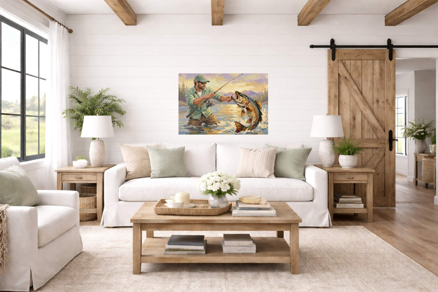 The Big Catch | Fisherman and Trout Art | Giclée Paper • Canvas • Wood • Metal Panels