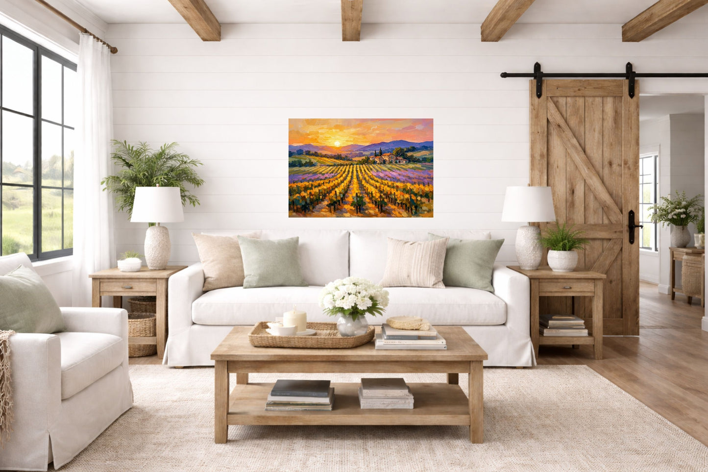Golden French Vineyard at Sunset | Wine Country Art | Giclée Paper • Canvas • Birch Wood • Metal Panels