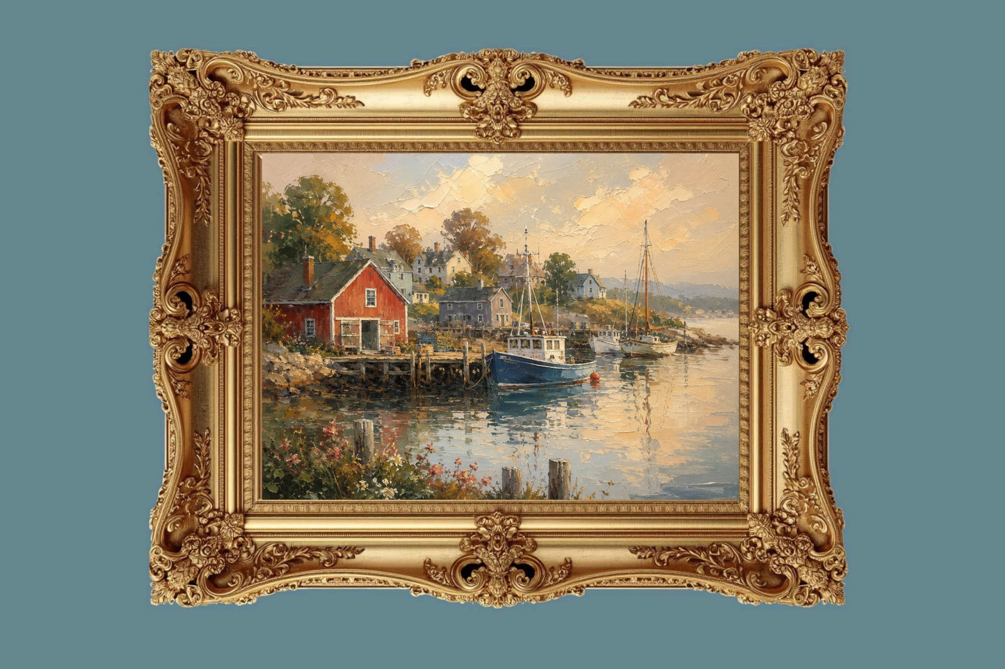 Coastal Harbor at Golden Hour | New England Print| Harbor Wall Print | Fishing Boat Coastal Decor | Canvas Wood Metal Giclee Print