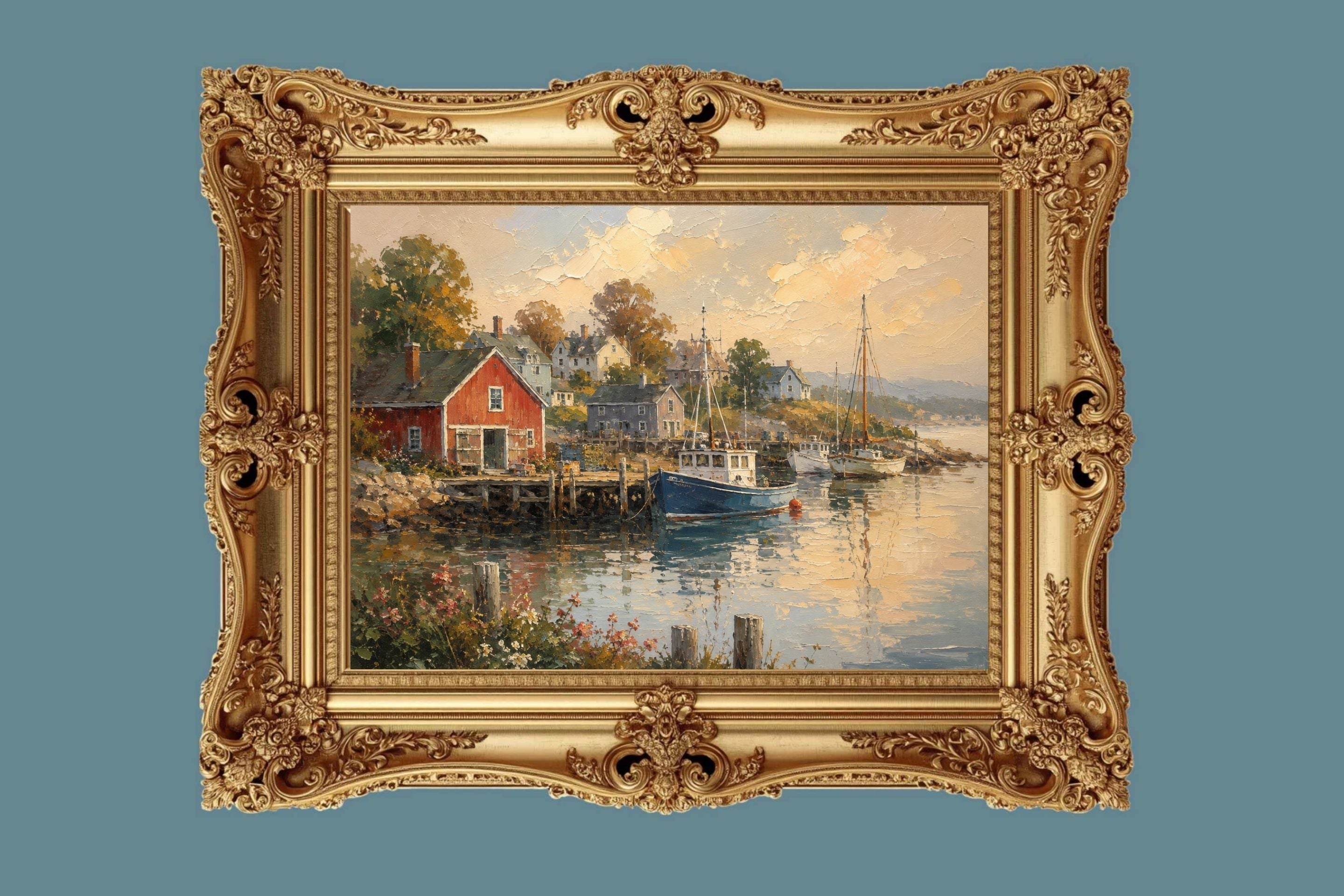Coastal Harbor at Golden Hour | New England Print| Harbor Wall Print | Fishing Boat Coastal Decor | Canvas Wood Metal Giclee Print