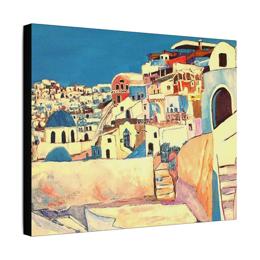 Visit Greece - Art- Gallery Wrapped- Satin Stretched Canvas Gallery Wraps - No Frame Needed