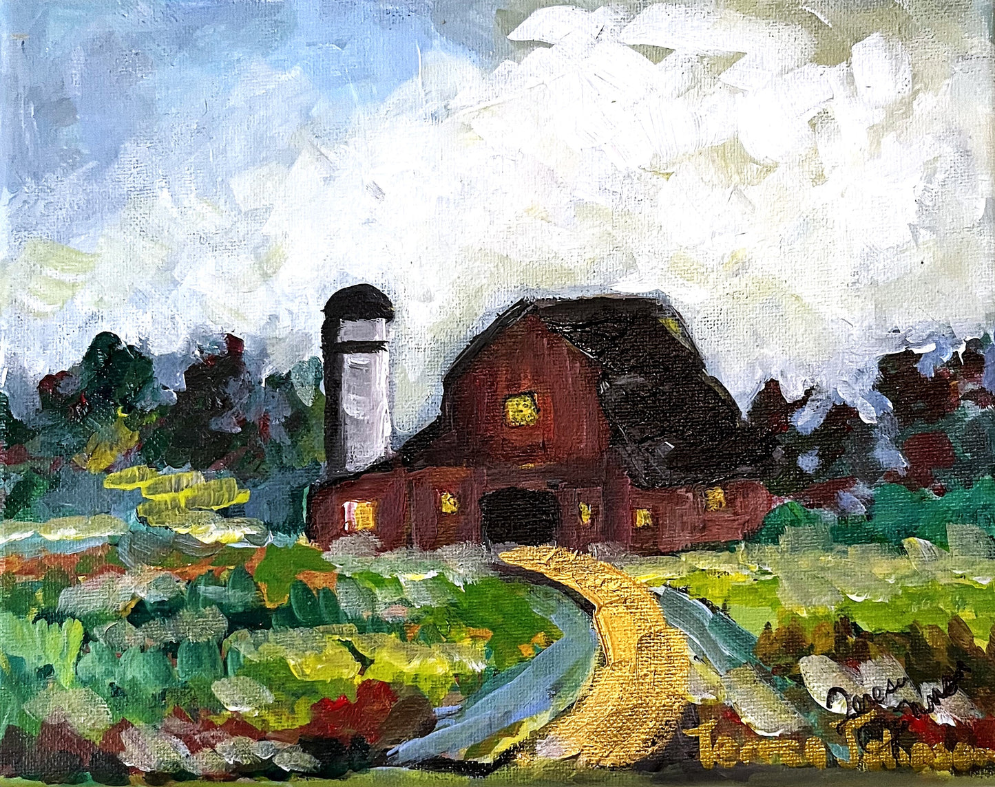 Farm Home 8x10" original Acrylic painting