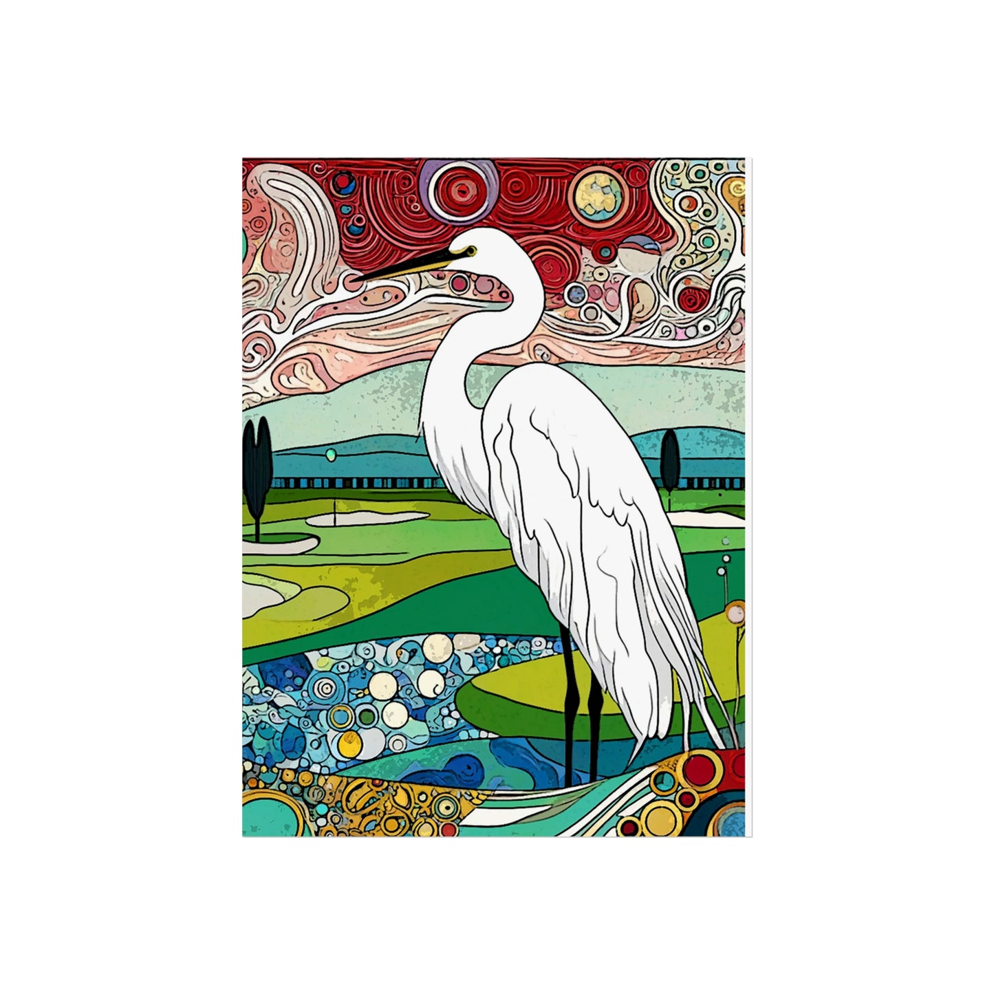 Florida Egret Art- Giclée Technique Fine Art Posters- No Frame