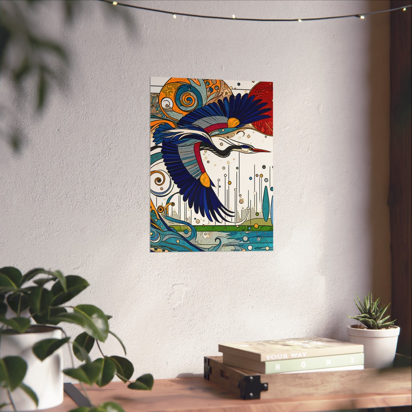 Blue Heron- Art- Giclée Technique Fine Art Posters- No Frame