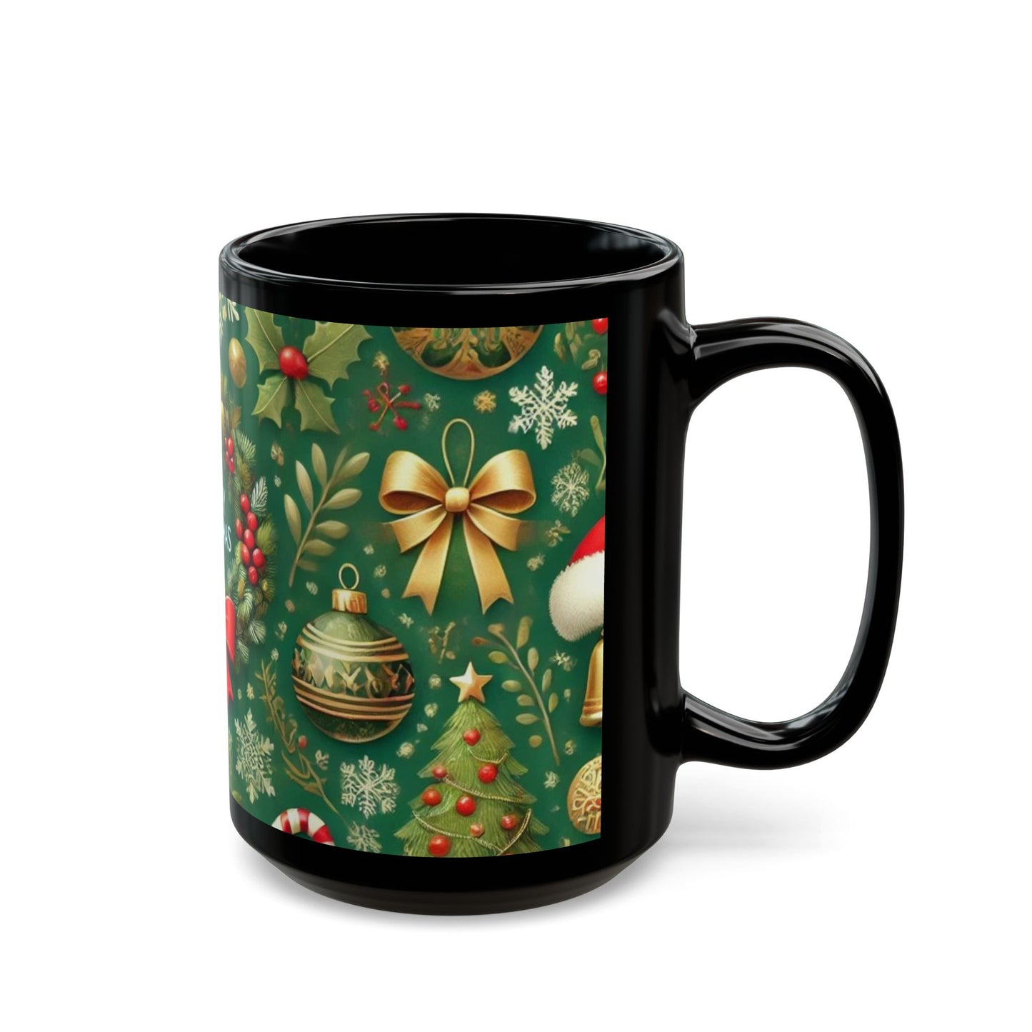Merry Christmas- 11 oz or 15 oz Ceramic Black Mugs