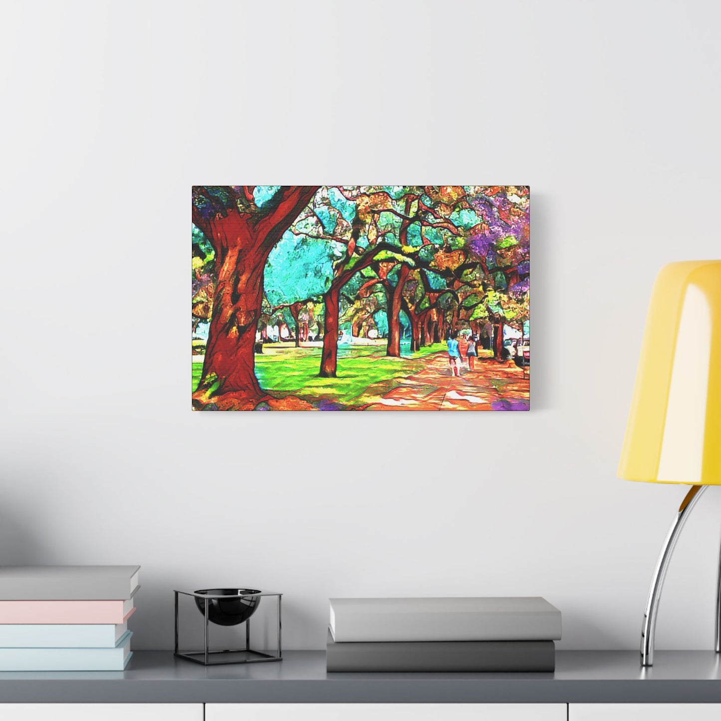 Walk in the Park- Art- Gallery Wrapped- Satin Stretched Canvas Gallery Wraps - No Frame Needed