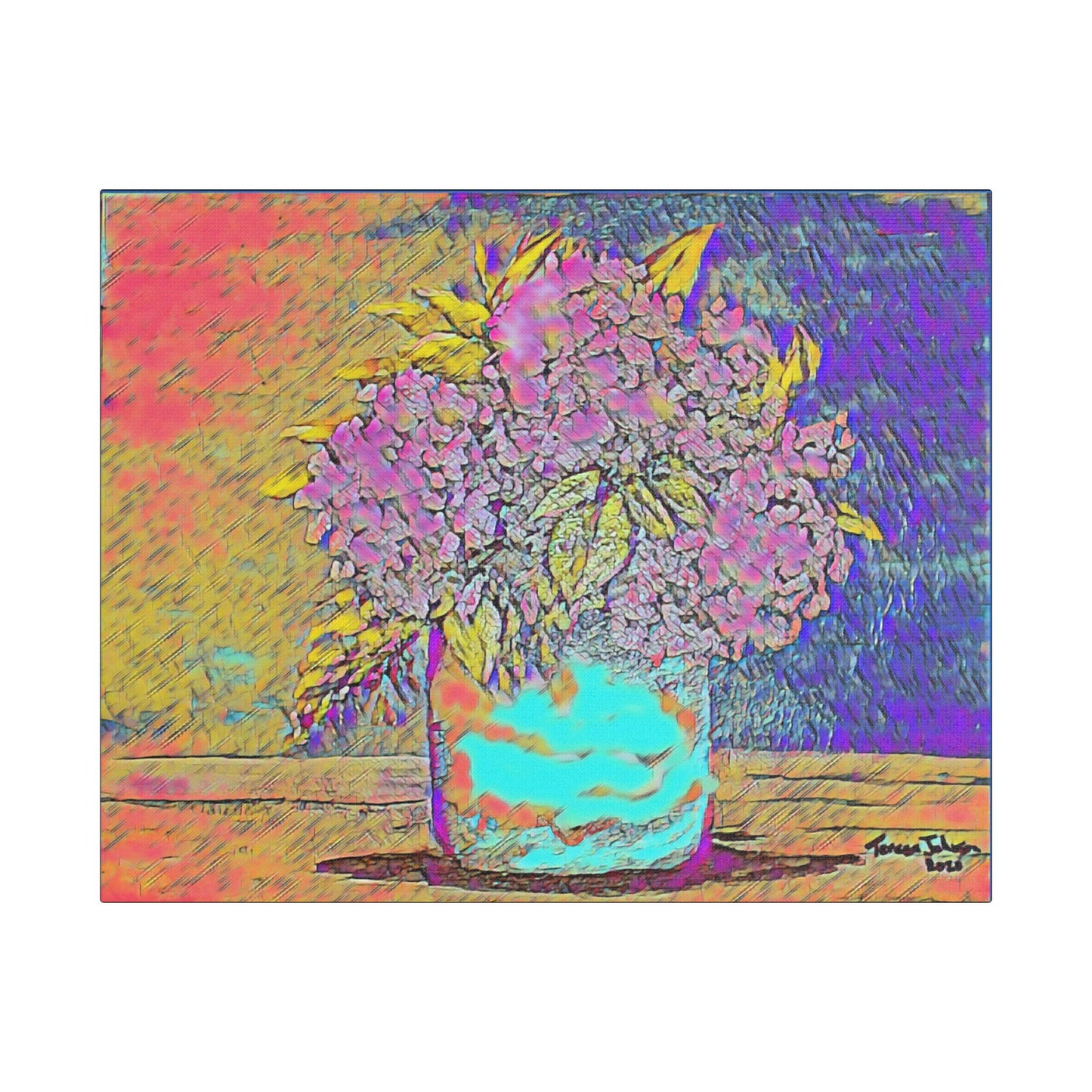 Old Fashion Hydrangeas - Art- Gallery Wrapped- Satin Stretched Canvas Gallery Wraps - No Frame Needed