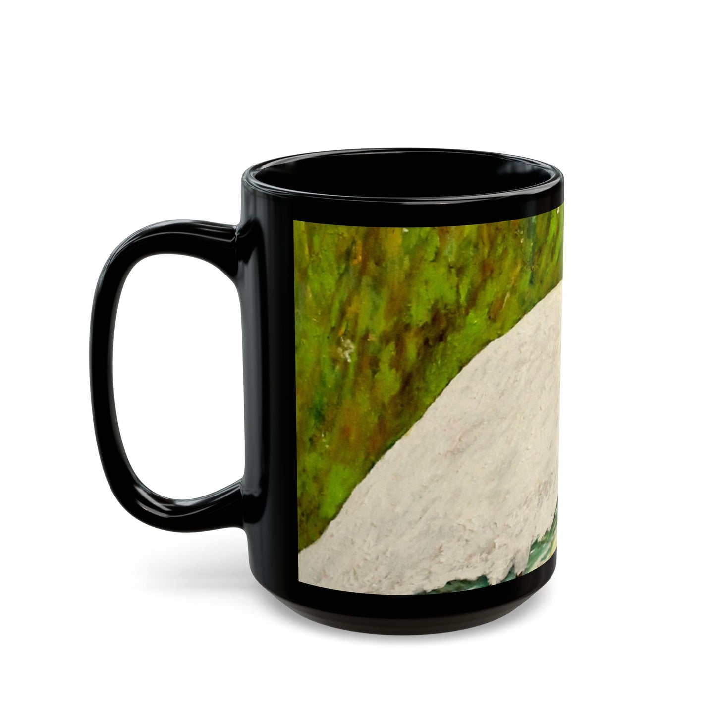 White Egret- 11 oz or 15 oz Ceramic Black Mugs