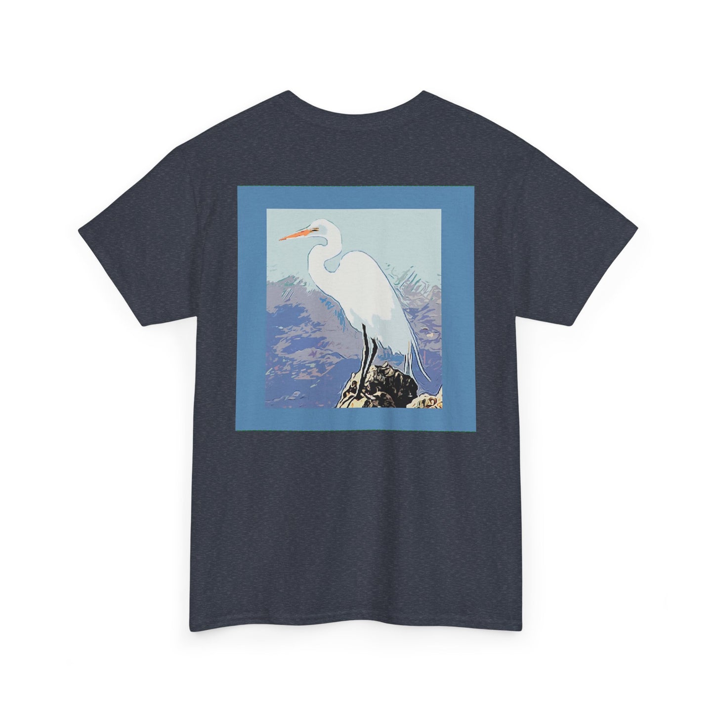 White Egret- Amazing Unisex Heavy Cotton Short Sleeve Tee Shirts!